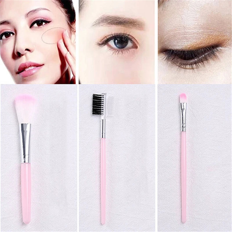 5PCS Cosmetic Eye Shadow Foundation Eyebrow Eyeliner Eyelash Lip Brush Makeup Brushes Tool Make Up Eye Brush Set Pink