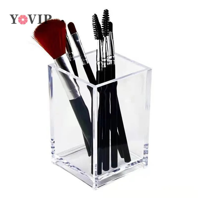 1PC Make Up Organizer Plastic Makeup Brush Pot Storage Acrylic For Cosmetics Holder Desk Cosmetic Storage Container