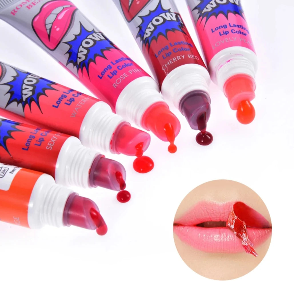 Makeup Liquid Lip Stick Lip Gloss Waterproof Long Lasting Tear Lipstick Lipgloss Miss Women Sexy Red Make up Tear Pull Lips Mask