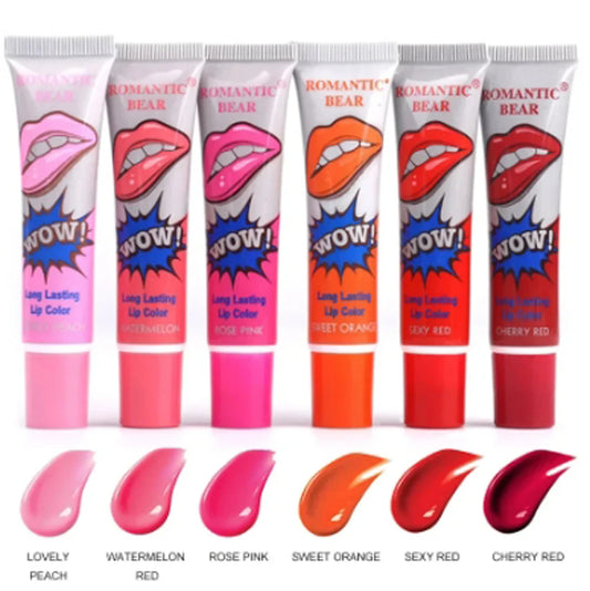 Makeup Liquid Lip Stick Lip Gloss Waterproof Long Lasting Tear Lipstick Lipgloss Miss Women Sexy Red Make up Tear Pull Lips Mask